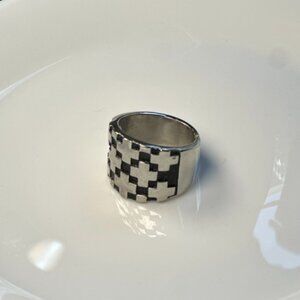 Glitchforge Ring: Checker Pattern Band in Stainless Steel